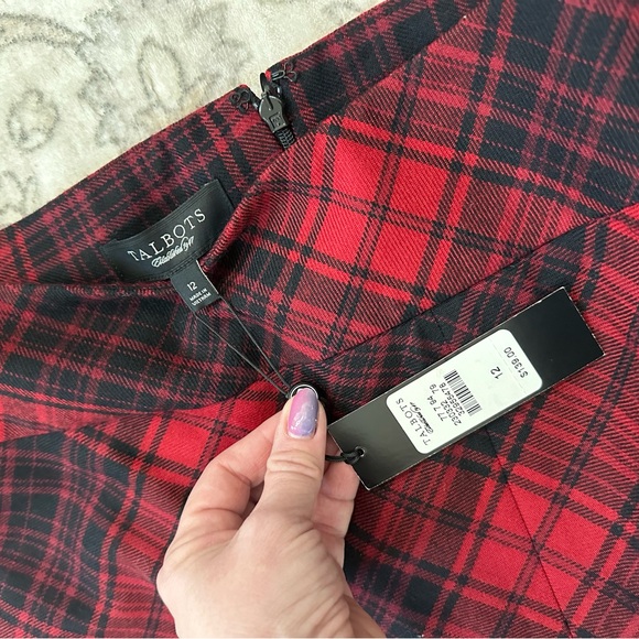 NWT Talbots Red Plaid A-Line Skirt - Picture 2 of 5